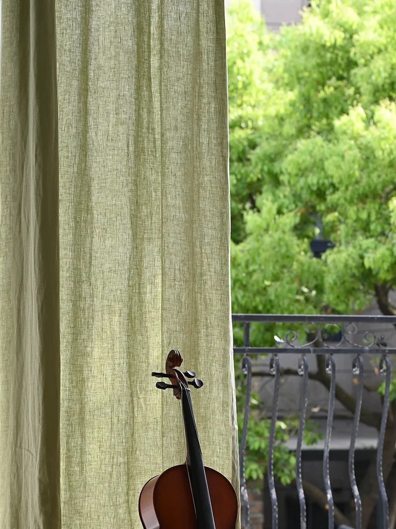 Sage Green Curtains – 100% Linen, Eco-Friendly Custom Drapes for Living & Dining Room, Home Office