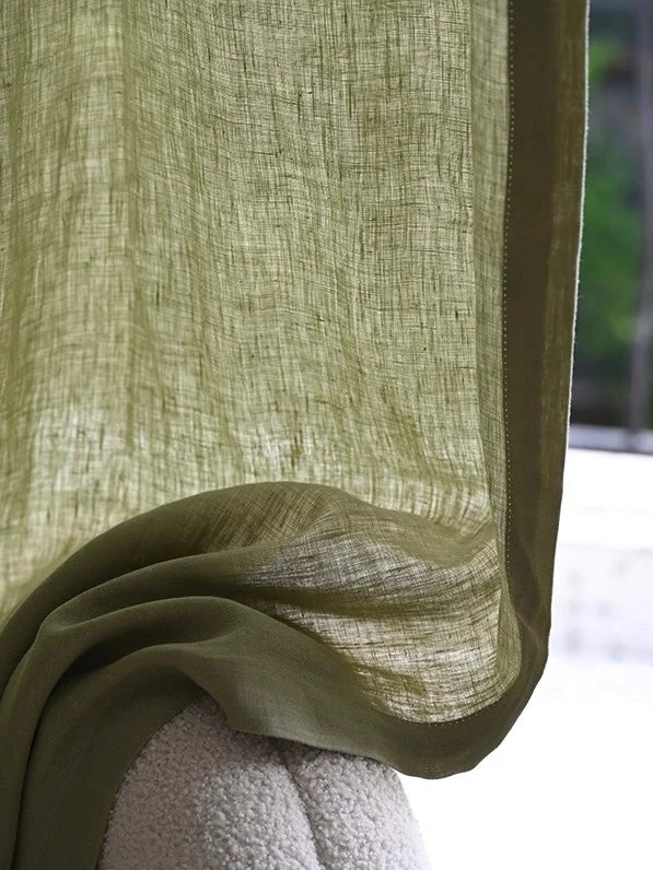 Sage Green Curtains – 100% Linen, Eco-Friendly Custom Drapes for Living & Dining Room, Home Office