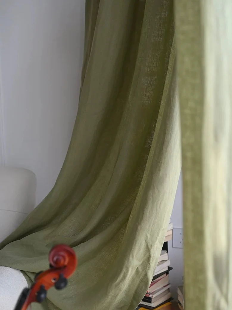 Sage Green Curtains – 100% Linen, Eco-Friendly Custom Drapes for Living & Dining Room, Home Office