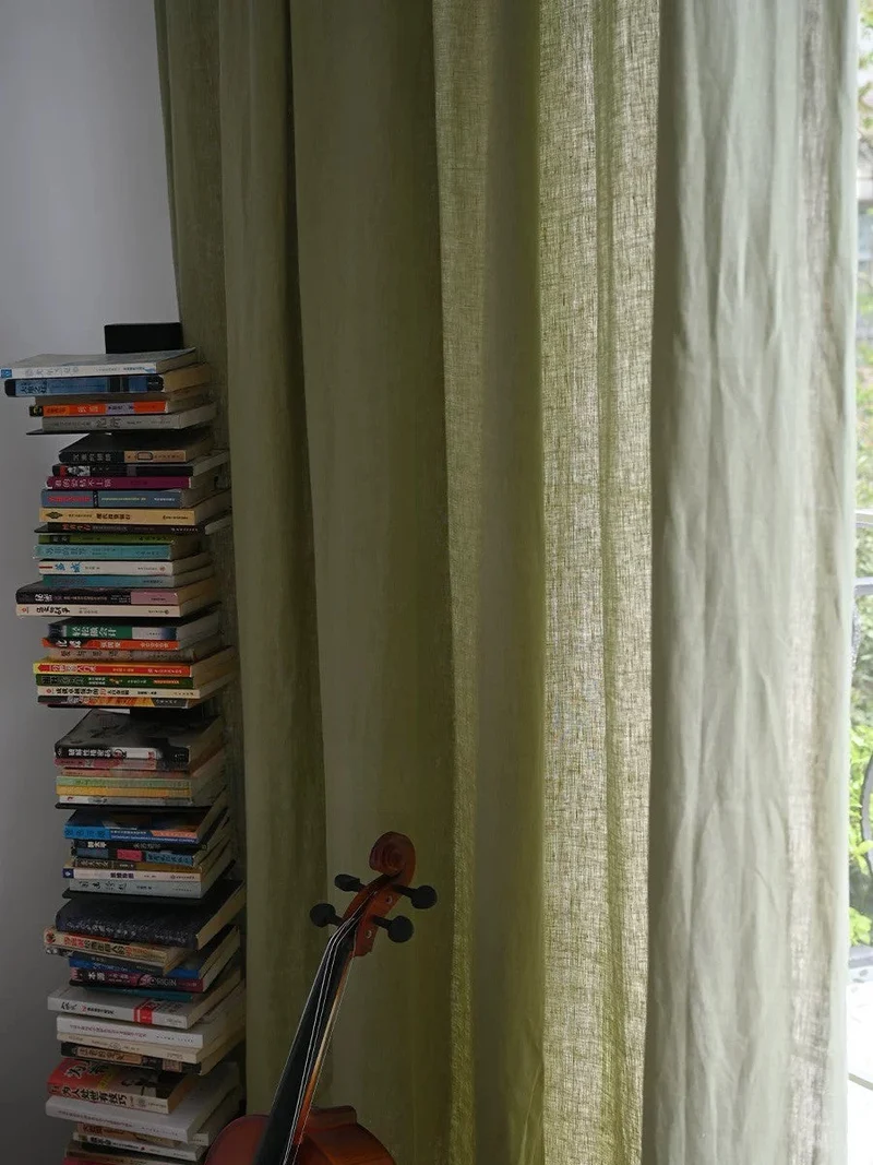 Sage Green Curtains – 100% Linen, Eco-Friendly Custom Drapes for Living & Dining Room, Home Office