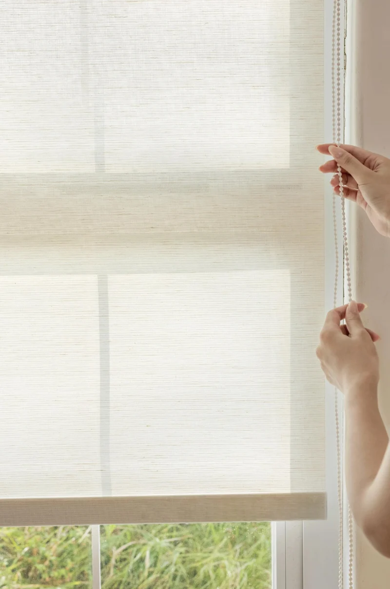 Natural Ramie Bamboo Window Shades, Mildew-resistant Woven Shades - Coconut White