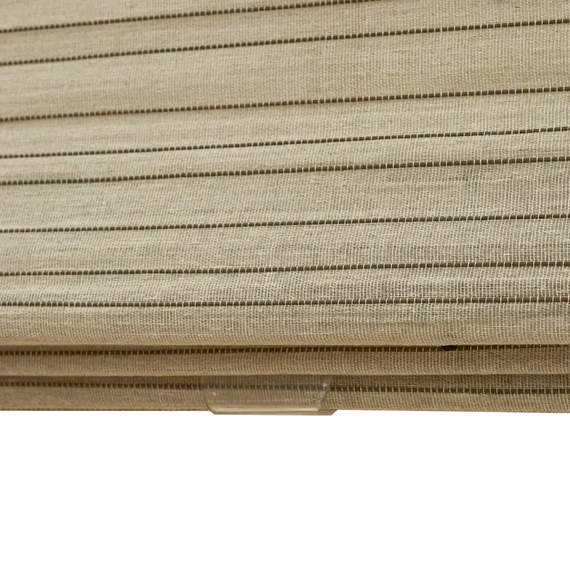 Natural Linen Custom Bamboo Shades Woven Blinds - Black Stripes