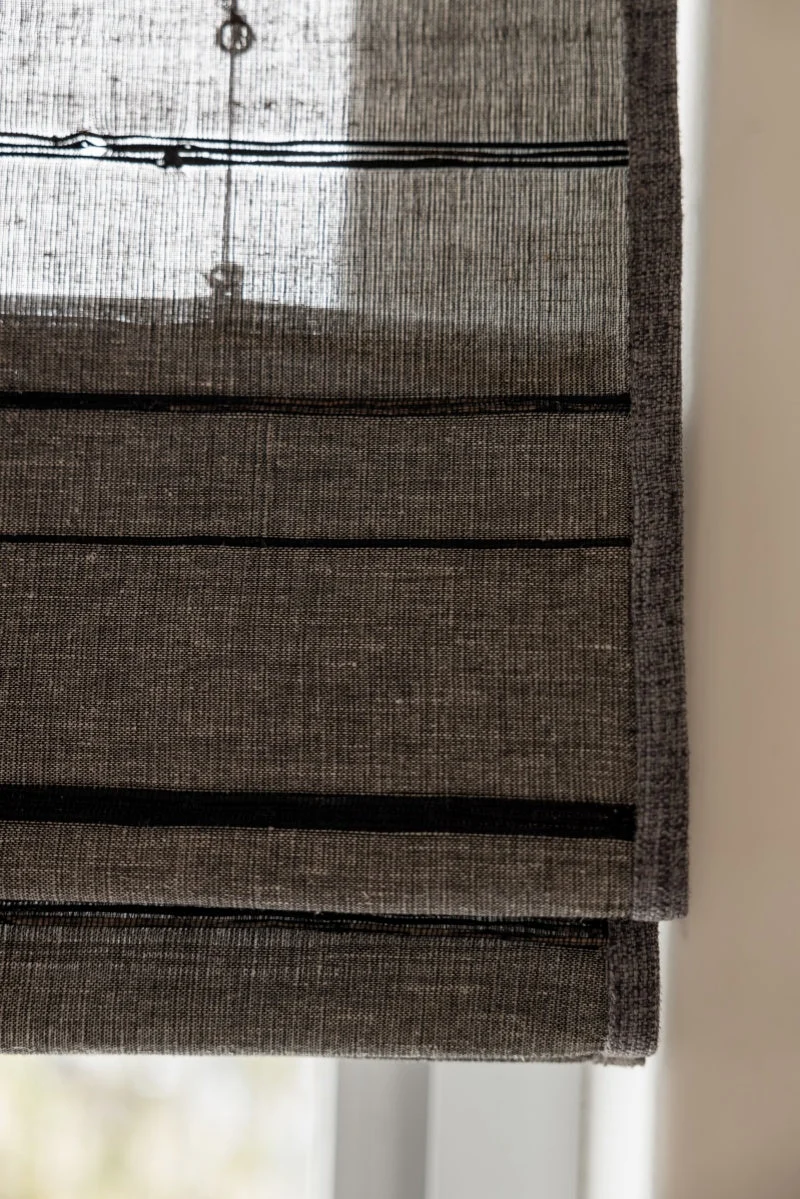 Natural Ramie Bamboo Shades, Mildew Resistant Woven Shades - Ink