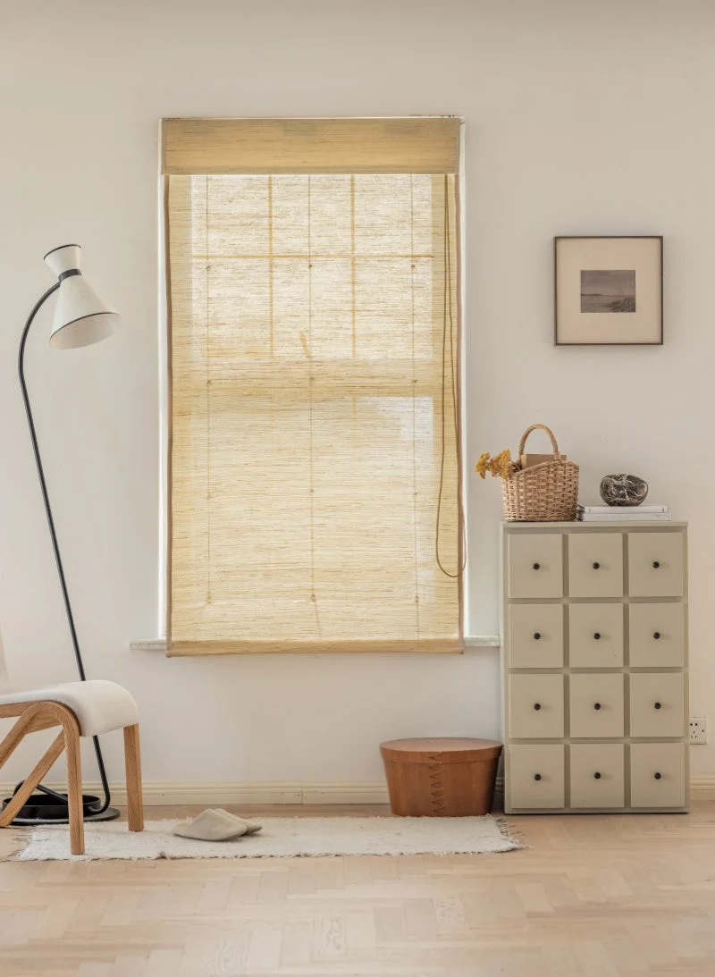 Custom Bamboo Shades, Mildew-resistant Ramie Woven Blinds - Cashew