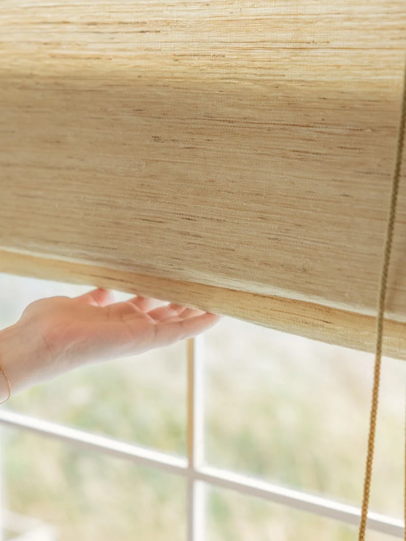 Custom Bamboo Shades, Mildew-resistant Ramie Woven Blinds - Cashew