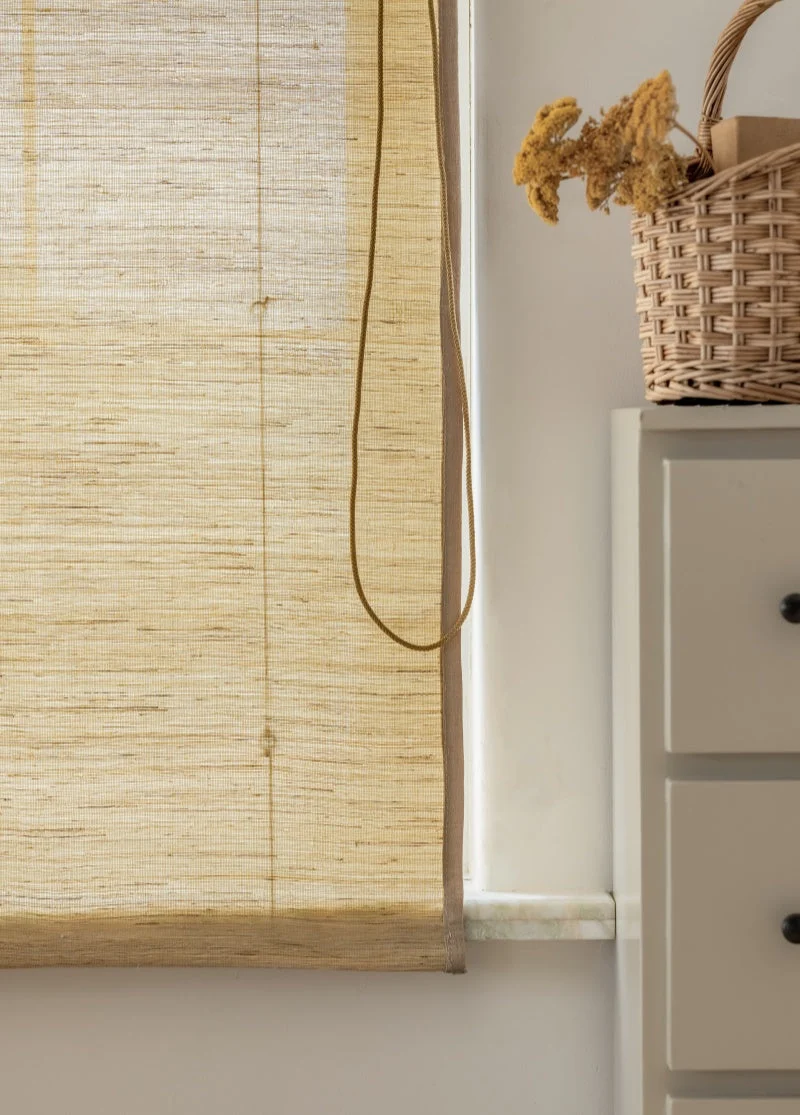 Custom Bamboo Shades, Mildew-resistant Ramie Woven Blinds - Cashew