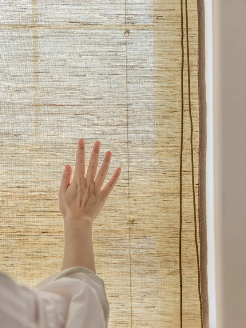 Custom Bamboo Shades, Mildew-resistant Ramie Woven Blinds - Cashew