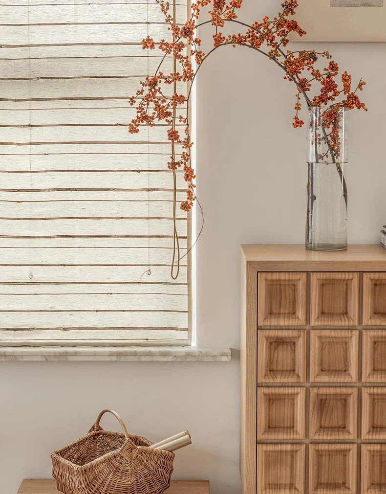 Natural Bamboo Shades, Mildew-resistant Ramie Woven Shades - Ivory Sand