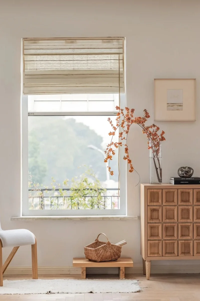 Natural Bamboo Shades, Mildew-resistant Ramie Woven Shades - Ivory Sand