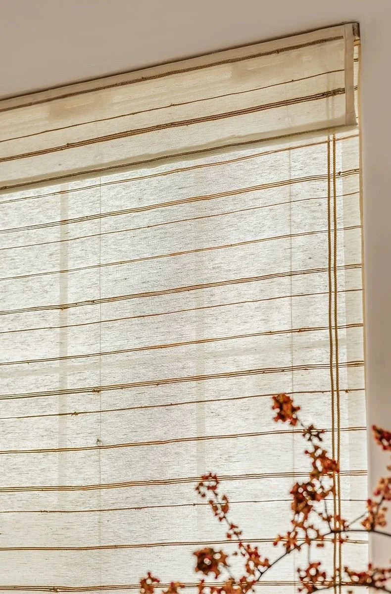 Natural Bamboo Shades, Mildew-resistant Ramie Woven Shades - Ivory Sand