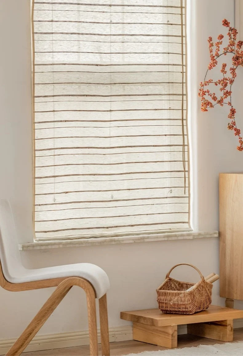 Natural Bamboo Shades, Mildew-resistant Ramie Woven Shades - Ivory Sand