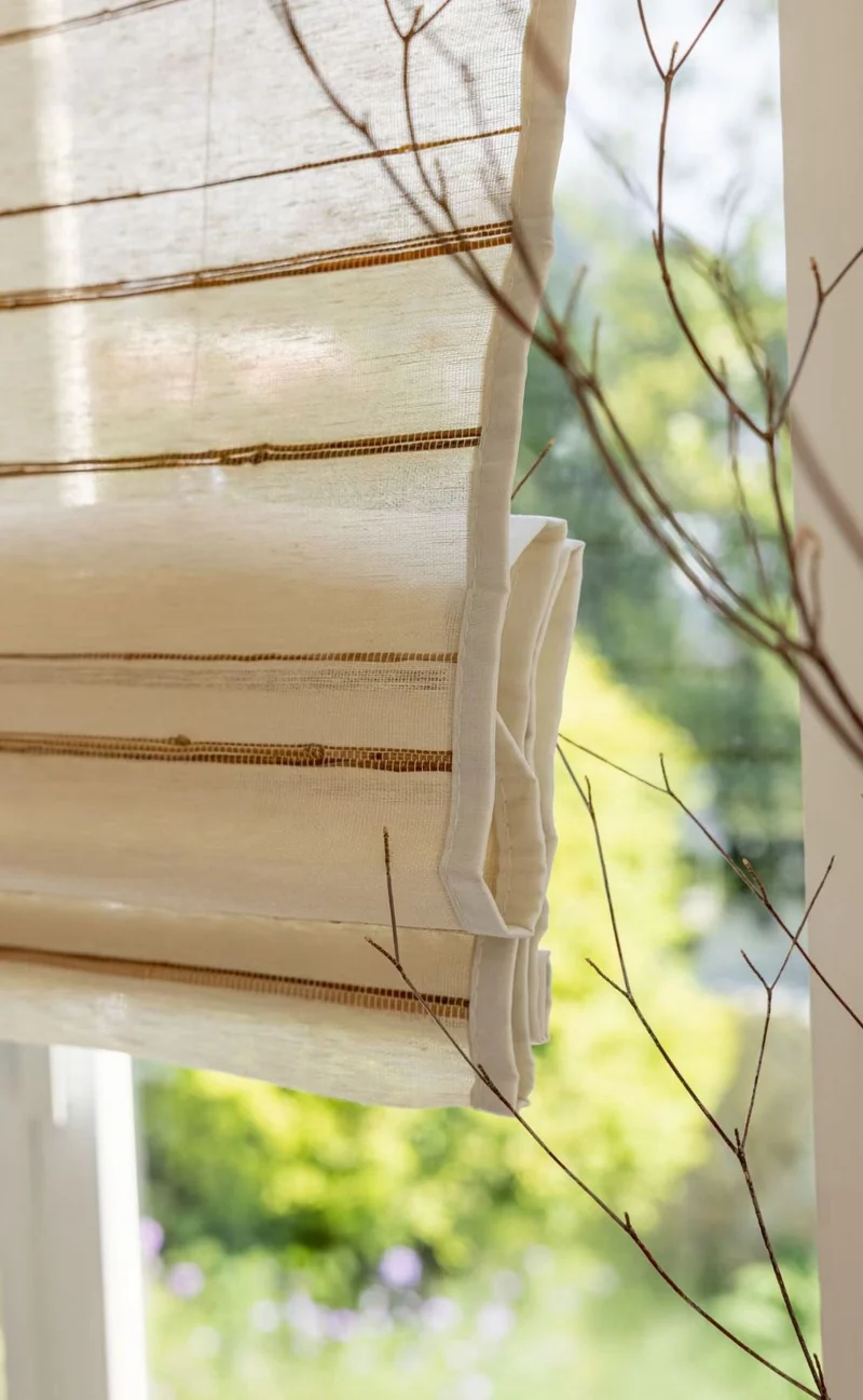 Natural Bamboo Shades, Mildew-resistant Ramie Woven Shades - Ivory Sand