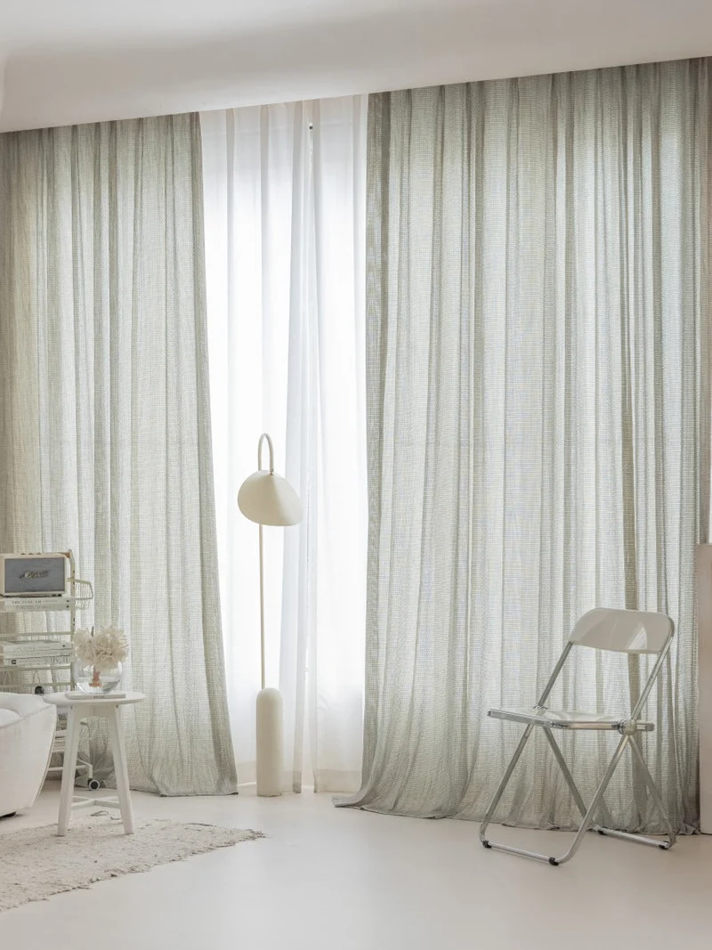 Smoky Green Mountain Mist Net Curtains, Germany-Imported Sheer Drapes