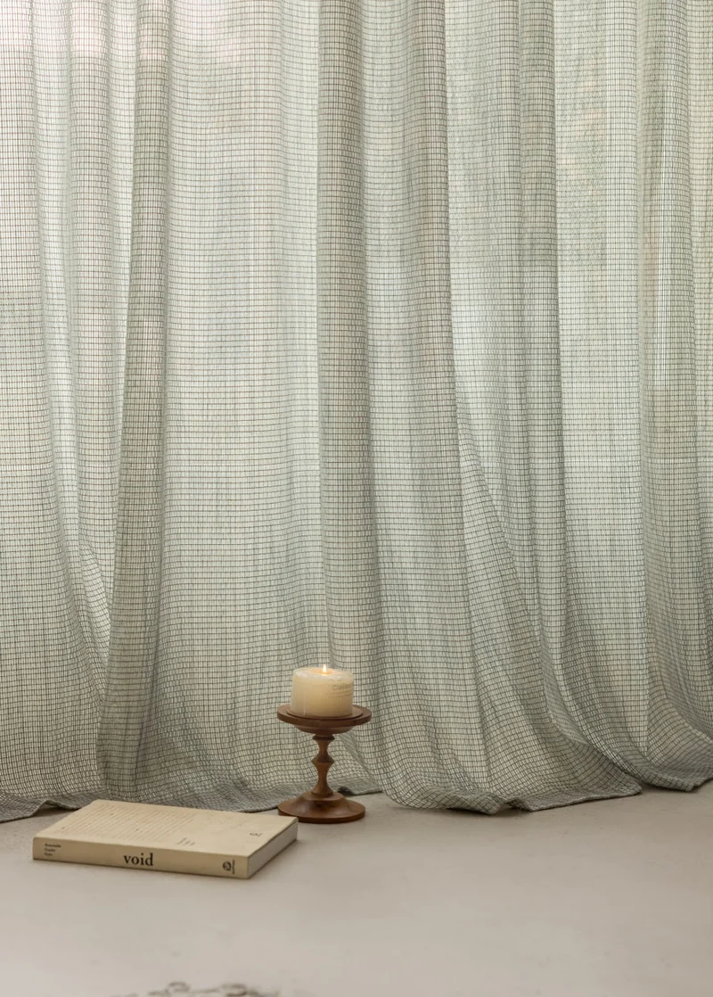 Smoky Green Mountain Mist Net Curtains, Germany-Imported Sheer Drapes