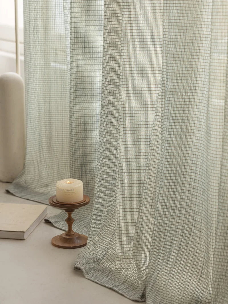 Smoky Green Mountain Mist Net Curtains, Germany-Imported Sheer Drapes