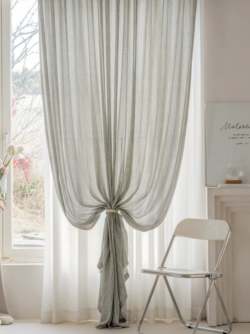 Smoky Green Mountain Mist Net Curtains, Germany-Imported Sheer Drapes