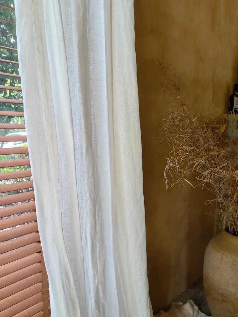 Ivory White Linen Curtains - 100% Linen, Perfect for Living, Dining Rooms and Studies