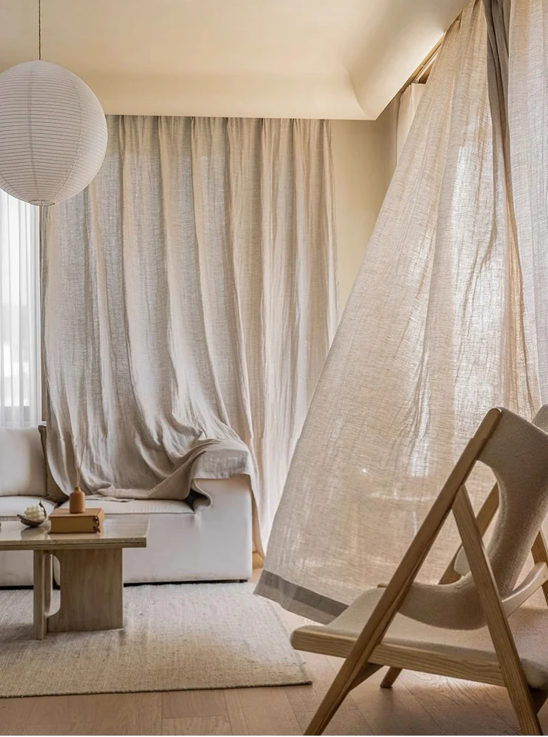 Linen Curtain Panels in Natural Faux - French-Imported, 100% Linen