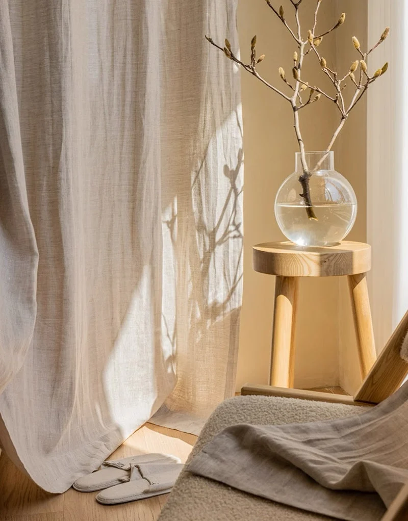 Linen Curtain Panels in Natural Faux - French-Imported, 100% Linen