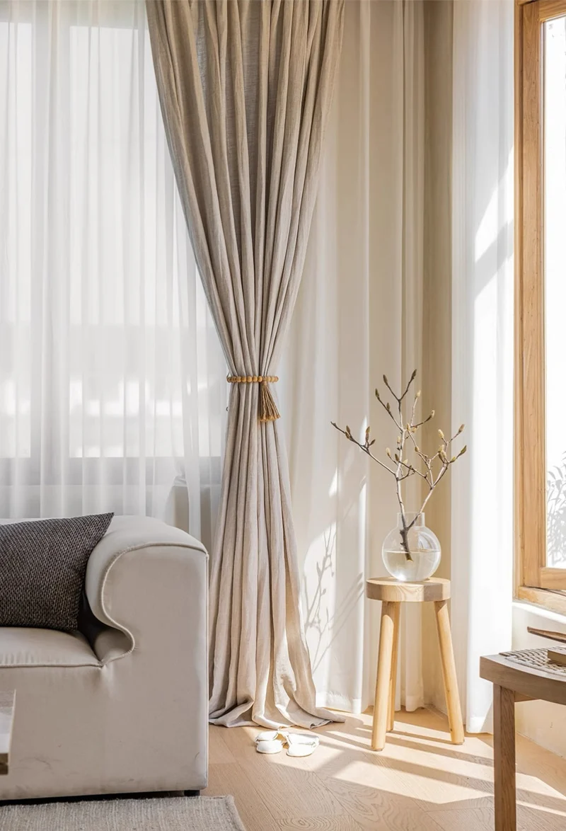 Linen Curtain Panels in Natural Faux - French-Imported, 100% Linen
