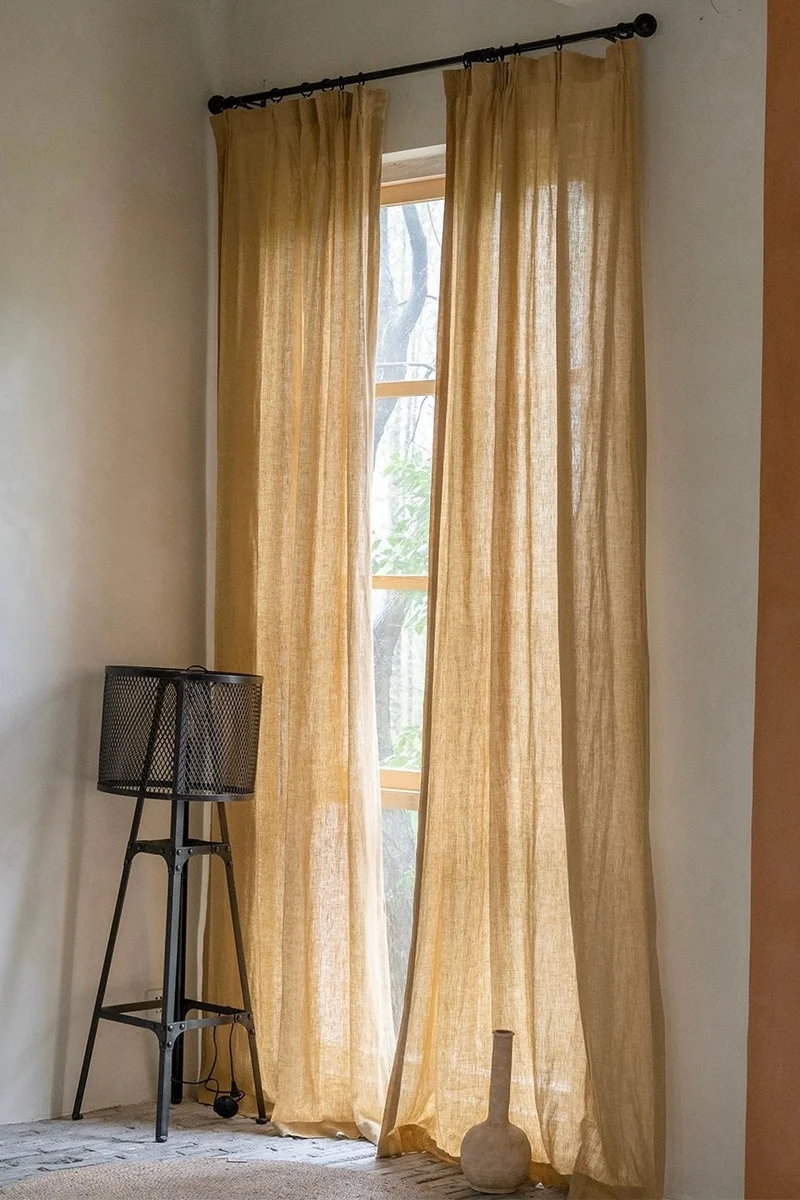 Mustard Yellow Curtains - French-Imported, 100% Linen