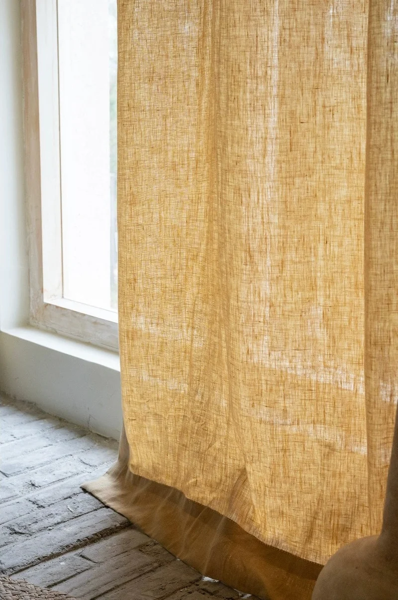 Mustard Yellow Curtains - French-Imported, 100% Linen
