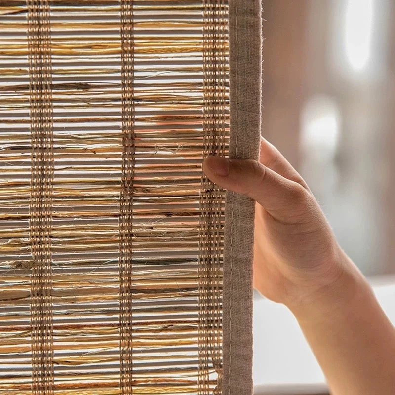 Natural Jute Woven Roman Shades – Cinnamon | Custom Bamboo Shades for Living Room & Bedroom