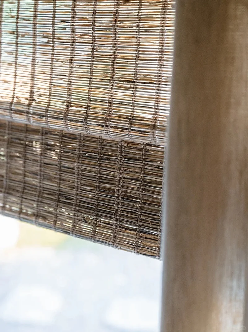 Natural Jute Woven Roman Shades – Cinnamon | Custom Bamboo Shades for Living Room & Bedroom
