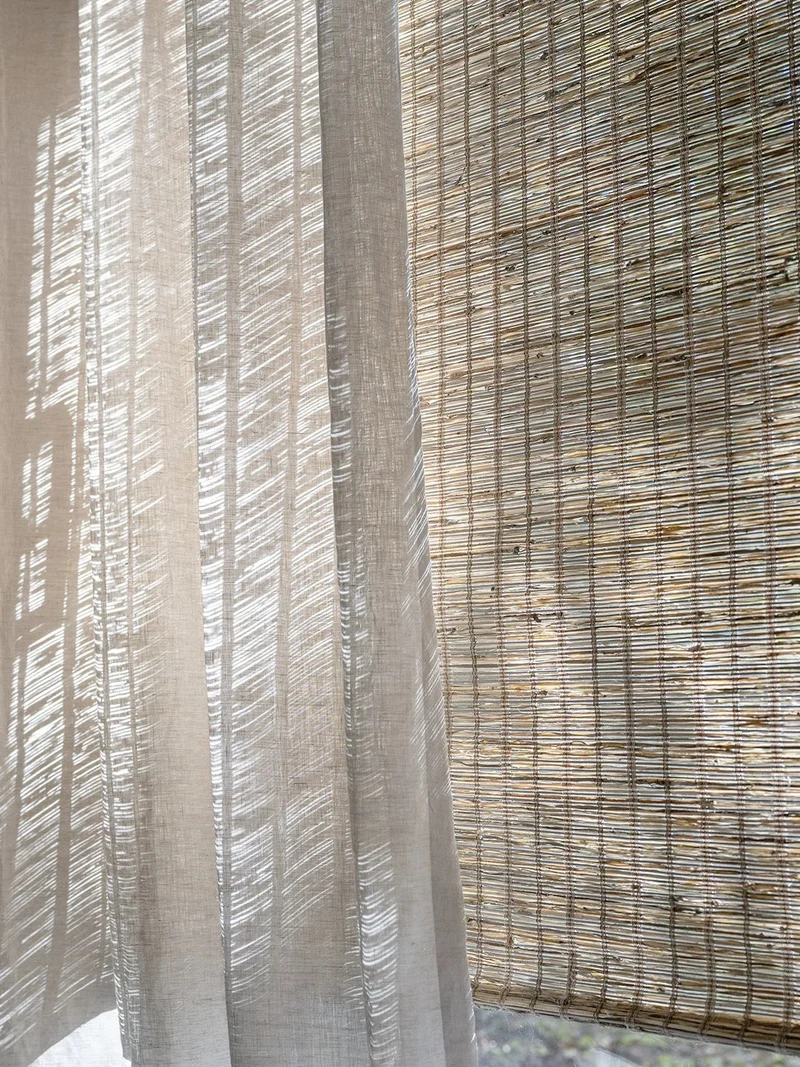 Natural Jute Woven Roman Shades – Cinnamon | Custom Bamboo Shades for Living Room & Bedroom