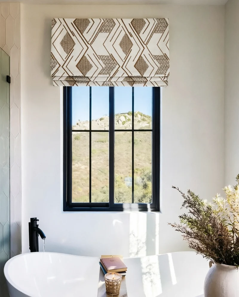 Luxury Patterned Roman Shades in French Embroidery