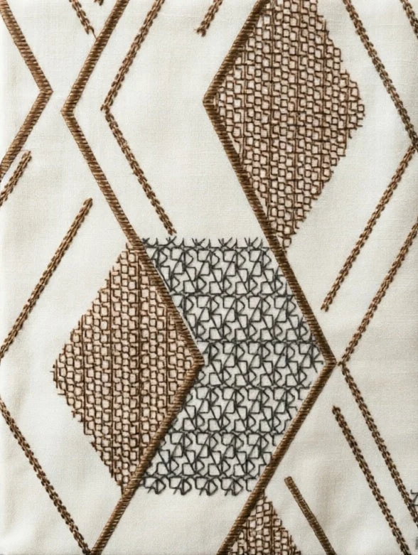 Luxury Patterned Roman Shades in French Embroidery