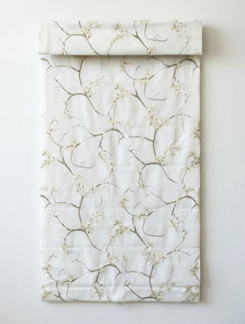 Luxury Patterned Roman Shades in French Embroidery