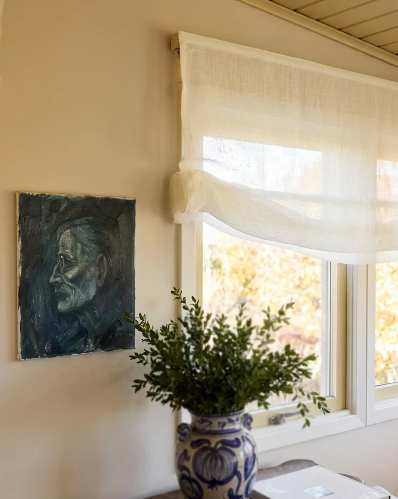 Corded Soft Sheer Roman Shades in 100% Pure Linen Sheer