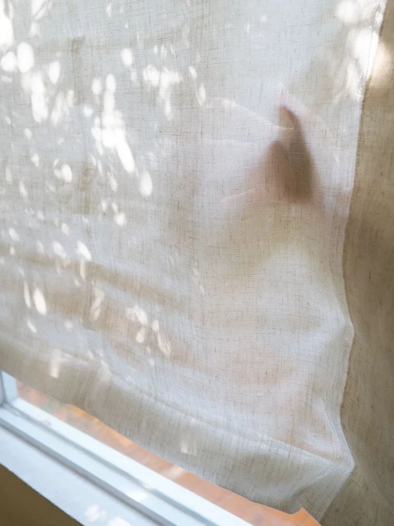 Corded Soft Sheer Roman Shades in 100% Pure Linen Sheer