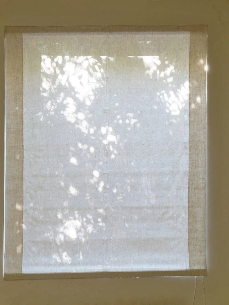 Corded Soft Sheer Roman Shades in 100% Pure Linen Sheer