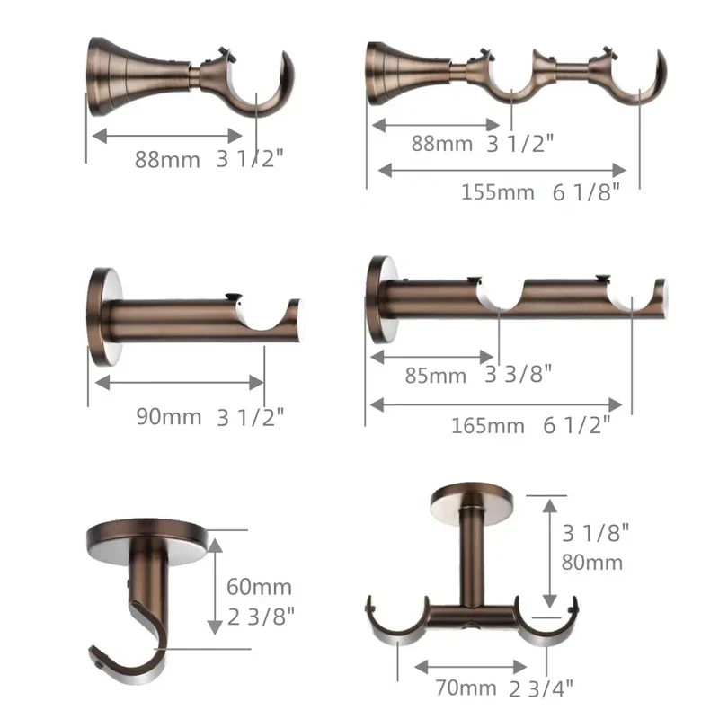 Custom Luxury Traverse Curtain Rods, Heavy-Duty Sliding Rods for Ripple Fold, Pleated & Bay Window Drapes