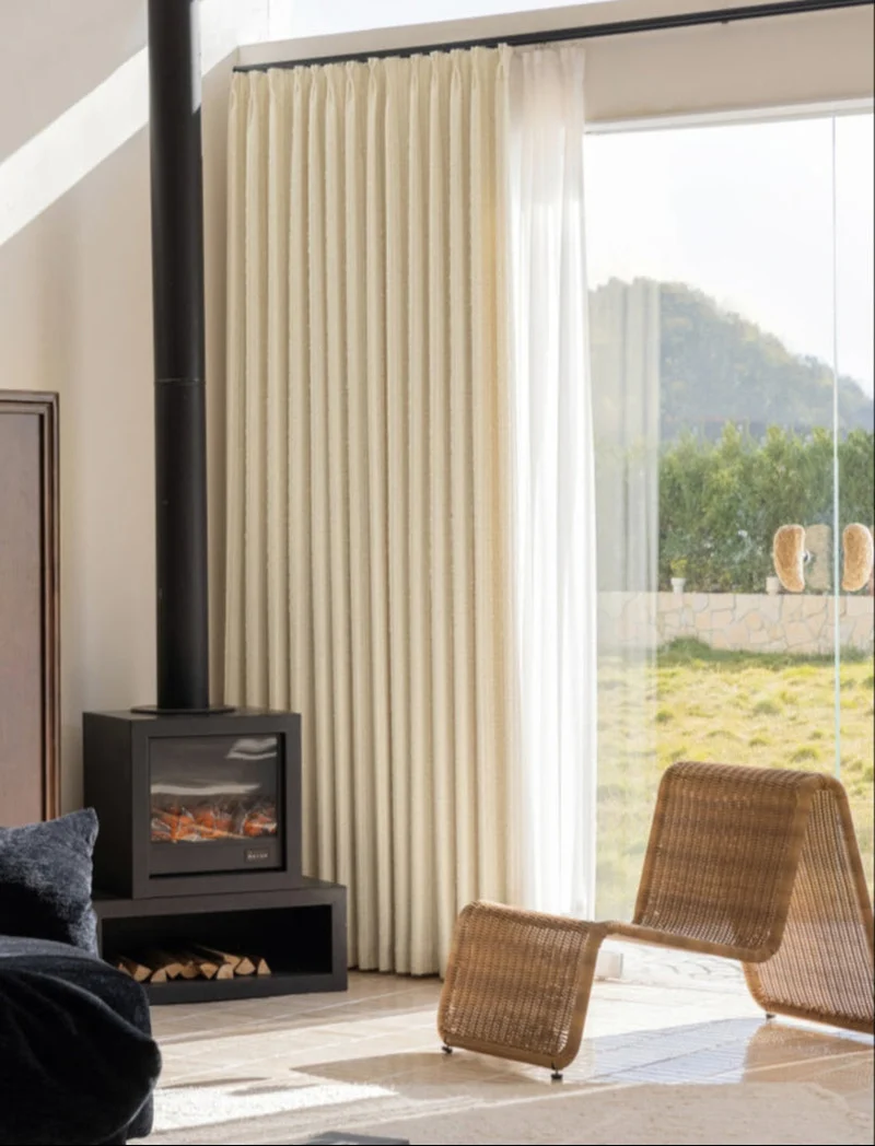 Agnes Martin White Blackout Curtains with Subtle Stripes