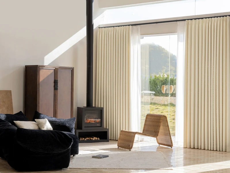 Agnes Martin White Blackout Curtains with Subtle Stripes