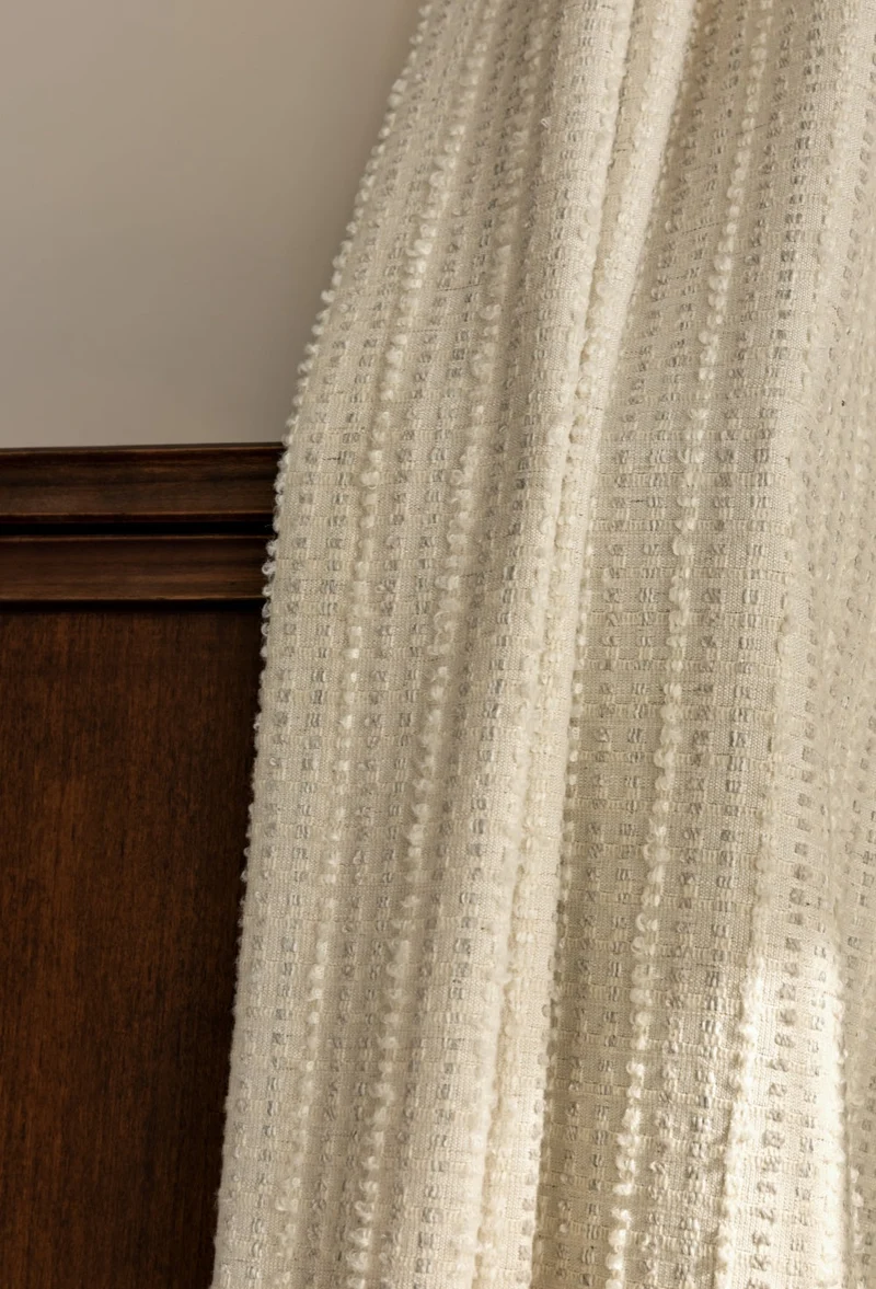 Agnes Martin White Blackout Curtains with Subtle Stripes