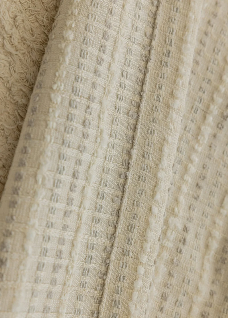 Agnes Martin White Blackout Curtains with Subtle Stripes