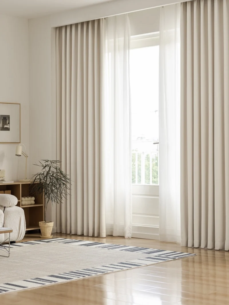 Heavyweight Linen Blend White Blackout Curtains