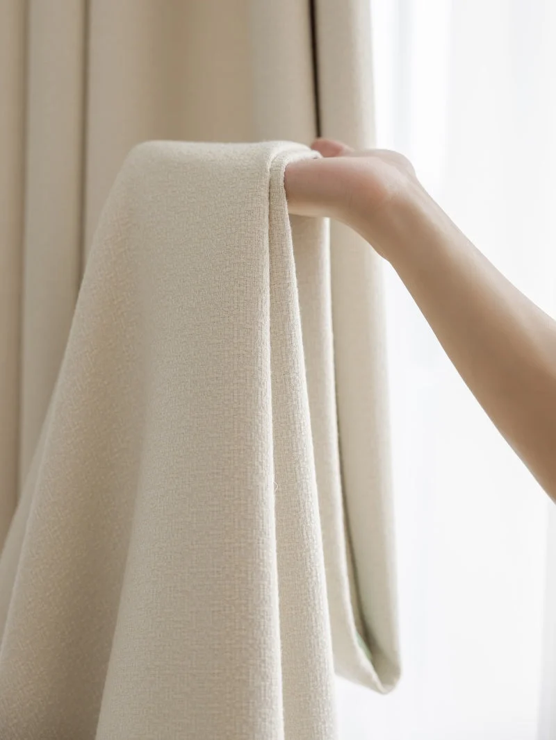 Heavyweight Linen Blend White Blackout Curtains