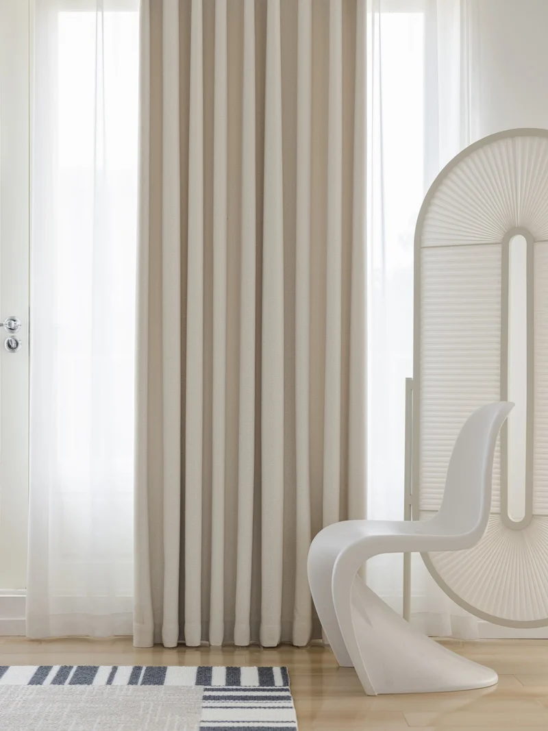 Heavyweight Linen Blend White Blackout Curtains