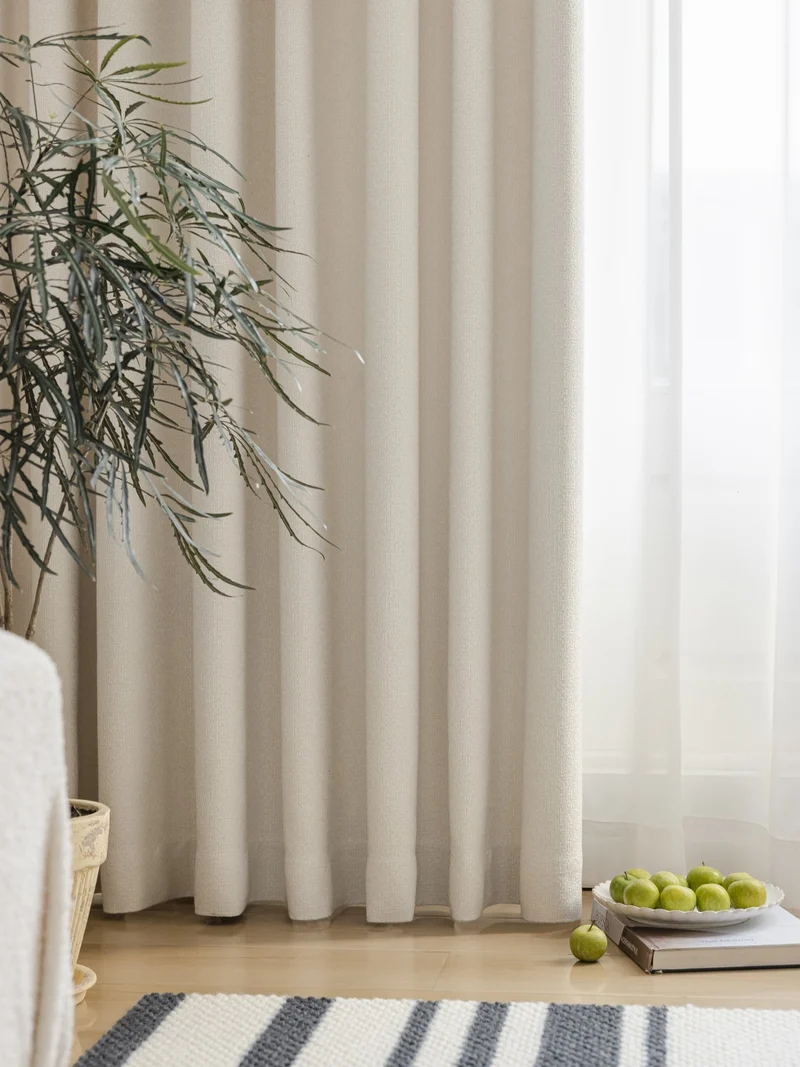 Heavyweight Linen Blend White Blackout Curtains