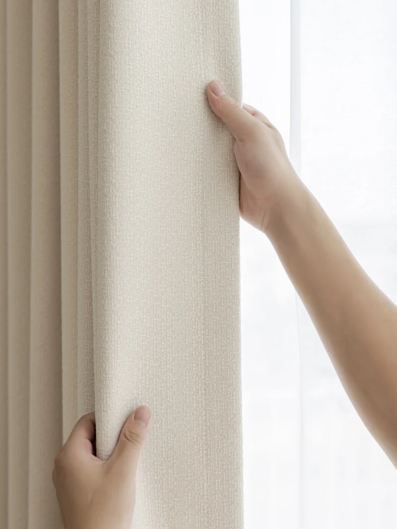 Heavyweight Linen Blend White Blackout Curtains