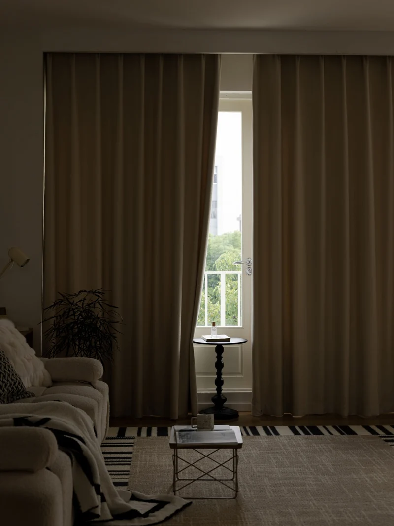Heavyweight Linen Blend White Blackout Curtains