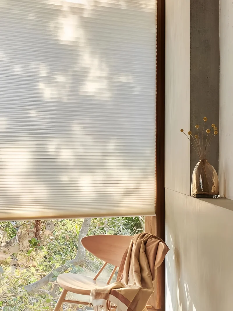 Cordless 1 1/2" Double Cell Honeycomb Blinds with Mulberry Silk Finish