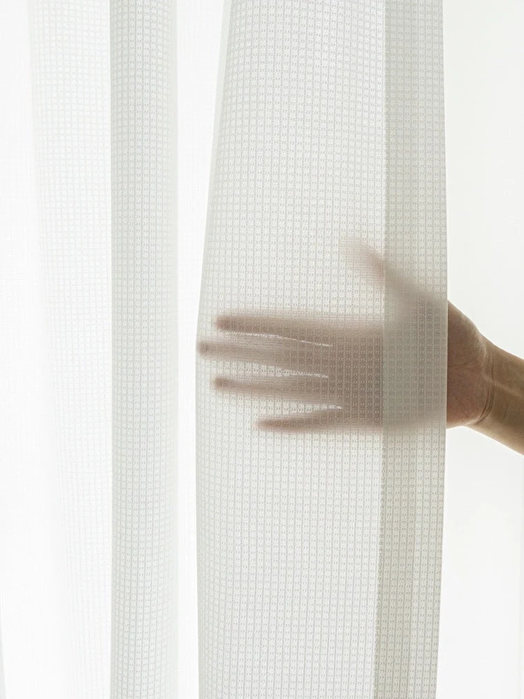 Sheer Curtains for Living & Dining Room - Premium Sun-Blocking White, Waffle Pattern