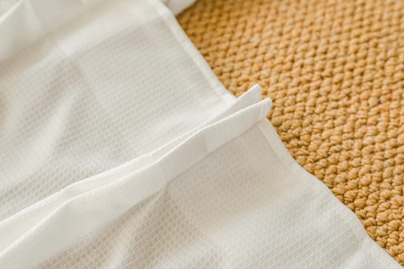 Sheer Curtains for Living & Dining Room - Premium Sun-Blocking White, Waffle Pattern