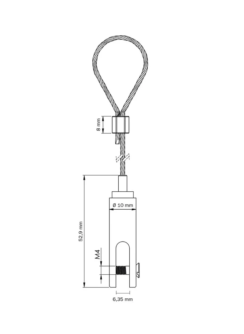 STAS-Aufhängeset mit Plattenaufhängung (6 mm) und Schlaufe